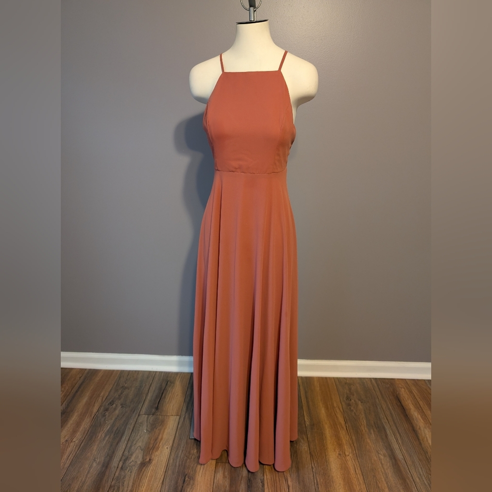 Lulu's Halter Neck Maxi Dress in Dusty Rose